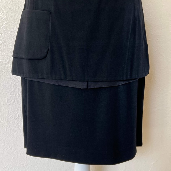 VINTAGE & RARE | Black Gabardine Wool Overlap Skirt - Front Pocket - Picture 5 of 11
